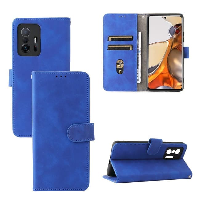 SKALO Xiaomi 11T/11T Pro Matt PU-Läder Plånboksfodral - Blå