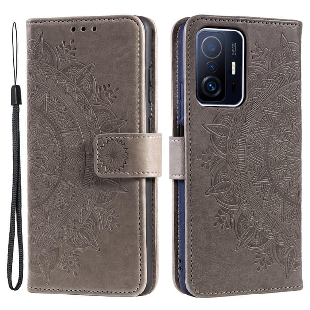 SKALO Xiaomi 11T/11T Pro Mandala Flip Cover - Grå