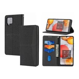 Matkapuhelimen kotelo hihnalla ja korttipaikoilla mallille Samsung Galaxy M32 - Must