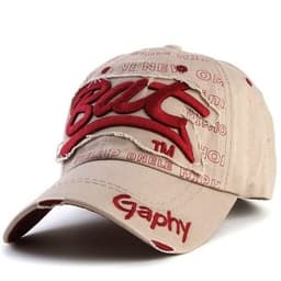 Basebollkeps 54-62cm - beige/röd