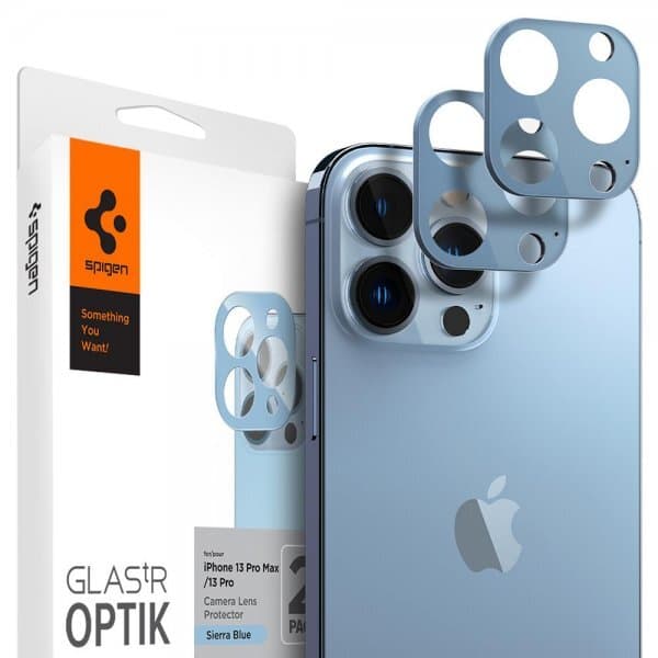 Spigen iPhone 13 Pro/iPhone 13 Pro Max Kameralinsebeskytter Glas.tR Optik 2-pack Sierra Blue