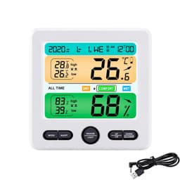 Digitalt termometer / hygrometer med vekkerklokke Hvit