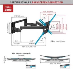 Barkan Flat/ Curved TV Wall Mount 4800 Väggfäste, Full motion, 40-90",