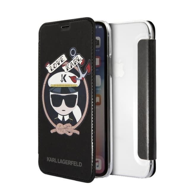 KARL LAGERFELD Karl Sailor skal för iPhone X/XS, flip case, PU läder