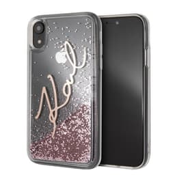 KARL LAGERFELD Liquid Glitter skal för iPhone XS Max, rosa glitter, tr
