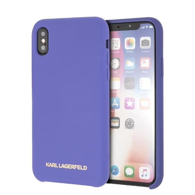 KARL LAGERFELD Gold Logo skal för iPhone X/XS, silikon, soft touch, li