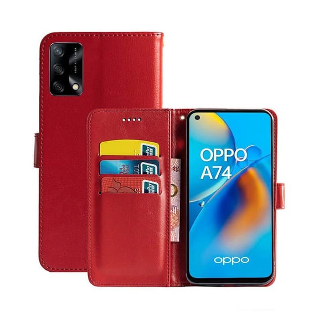 Wallet Cover 3-kort Oppo A74 4G  - rød