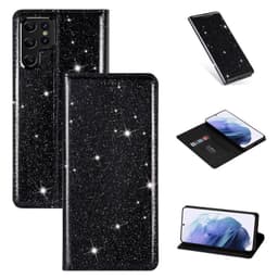 Glitter Smart FlipCase Samsung Galaxy S22 Ultra  - Svart