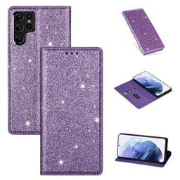 Glitter Smart FlipCase Samsung Galaxy S22 Ultra  - lilla