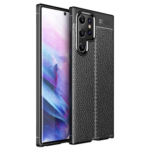 Nahkakuvioitu TPU kuori Samsung Galaxy S22 Ultra  - musta