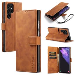 DG-Ming mobil lommebok 3-kort Samsung Galaxy S22 Ultra  - brun