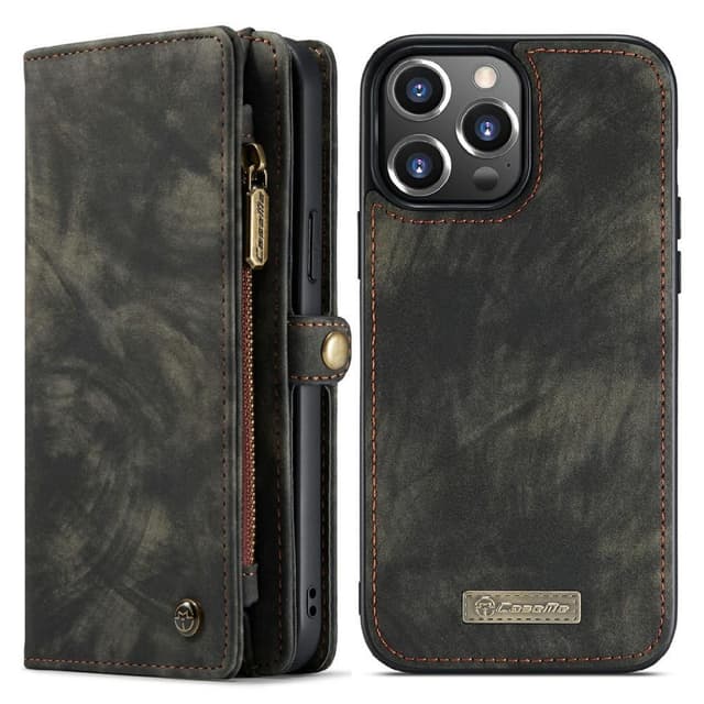 CASEME iPhone 13 Pro Retro plånboksfodral - Svart