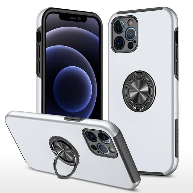 iPhone 13 Fingerring Kickstand Hybrid Taske - Sølv