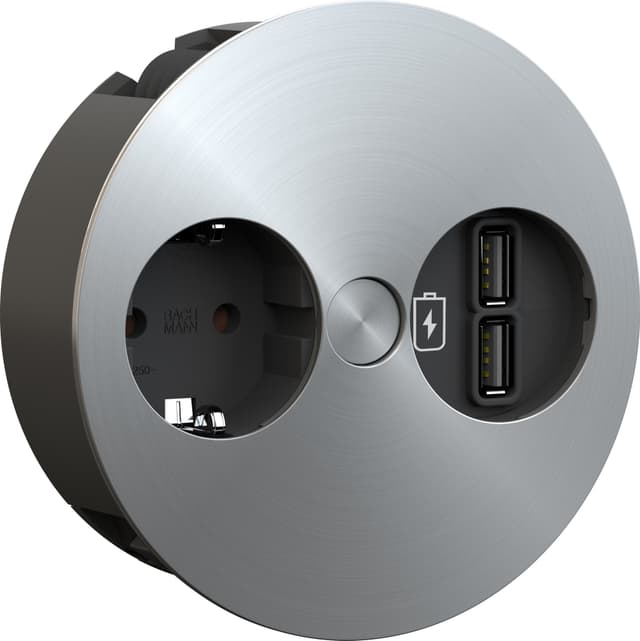 Epoq Twist eluttag med  USB portar (rostfritt stål)
