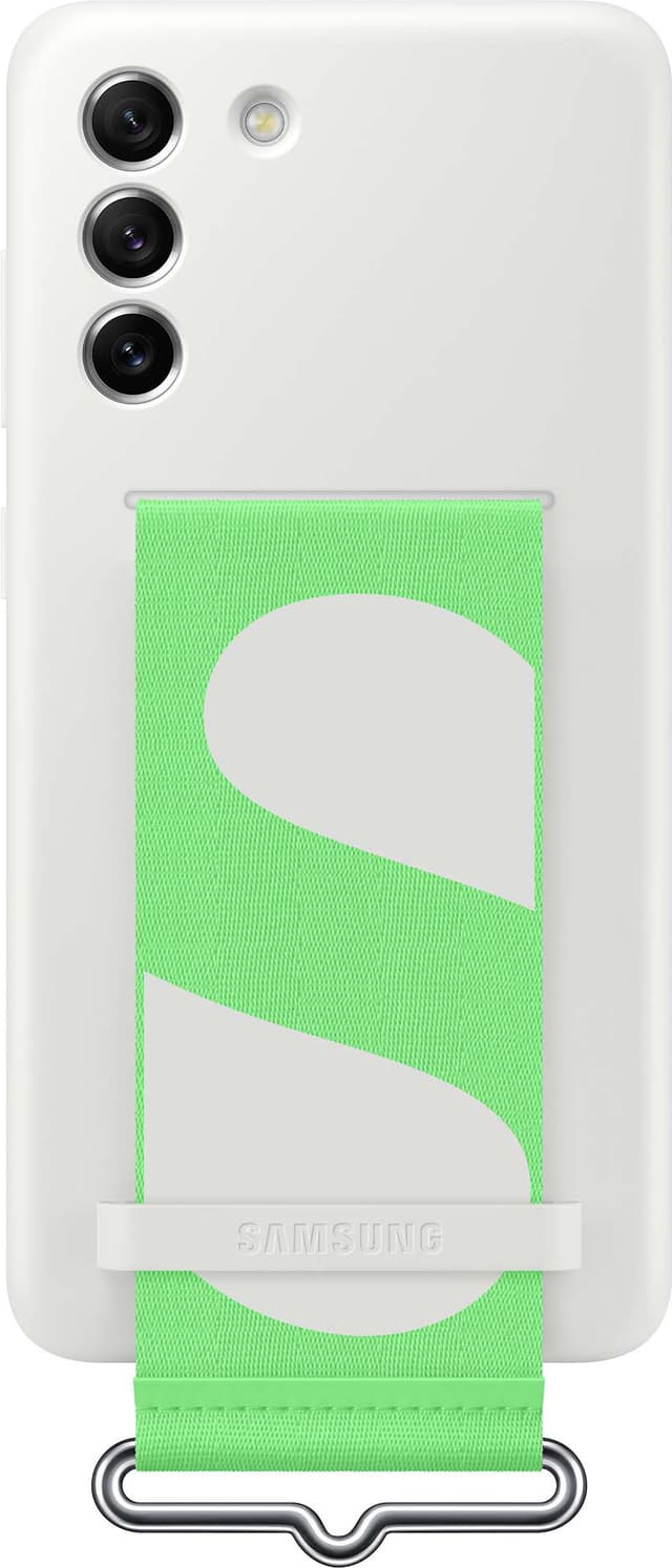 Samsung Galaxy S21 FE silikonfodral med rem (vit)
