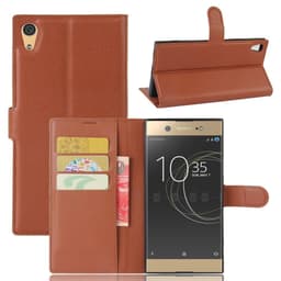 Litchi Skin Pung Taske til Sony Xperia XA1 Ultra - Brun