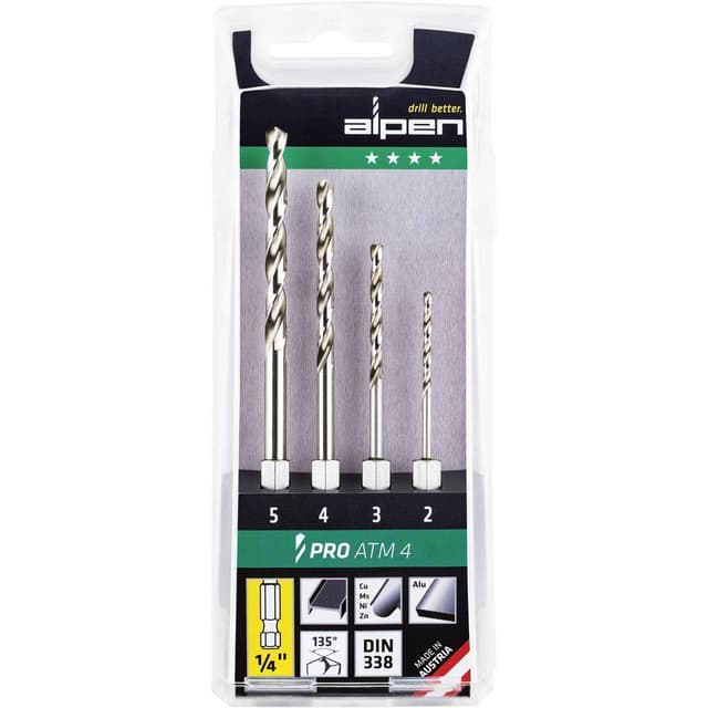 Alpen 0000110804100 HSS Metall-spiralborrset 4 delar