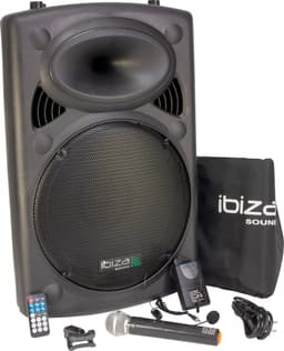 Ibiza Kannettava bluetooth-kaiutin 15"" bassolla (musta, 800 wattia)