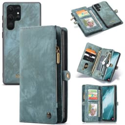 Multi-lommebok CaseMe 11-kort Samsung Galaxy S22 Ultra  - Blå