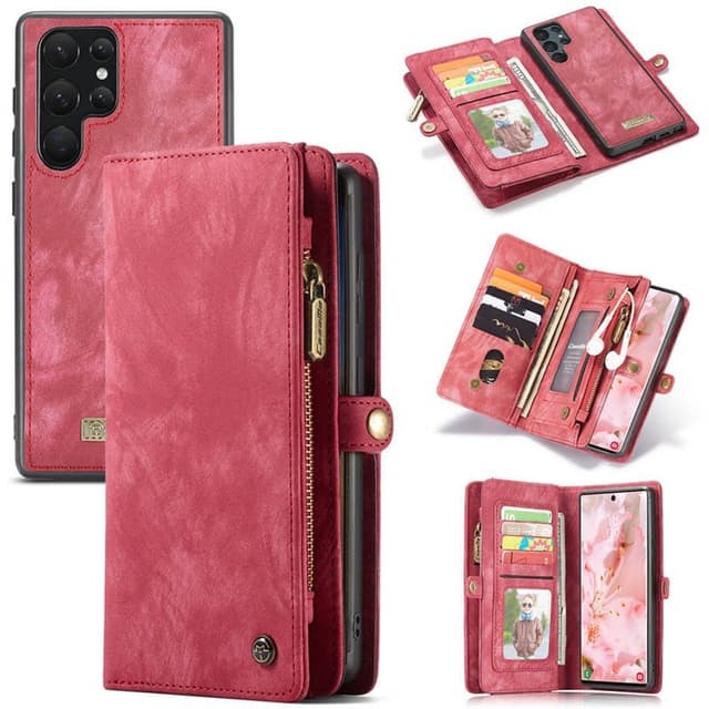 Multi-lommebok CaseMe 11-kort Samsung Galaxy S22 Ultra  - RØD