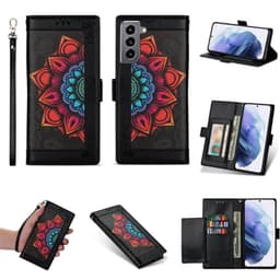 Flower wallet cover 4-kort Samsung Galaxy S22 - Sort