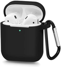Airpods 1/2 veske med karabiner silikon Svart