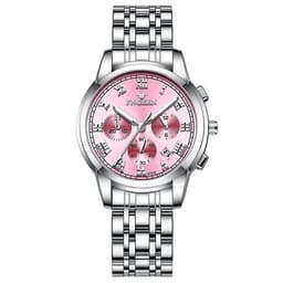 Armbåndsur Sølvfarget armbånd med rosa bakgrunn - Dame