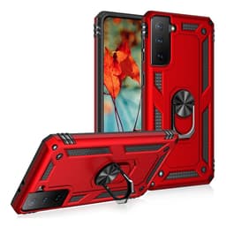 SKALO Samsung S21 FE Armor Hybridi metallirengas kuori - Punainen