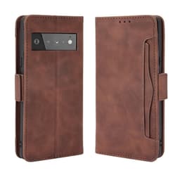 SKALO Google Pixel 6 Pro 6-lokeroa Lompakkokotelo - Ruskea