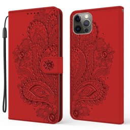 SKALO iPhone 13 Pro Max Mandala Plånboksfodral - Röd
