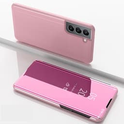 SKALO Samsung S21 FE Clear View Mirror Lompakko - Ruusukulta