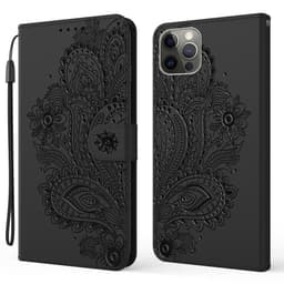 SKALO iPhone 13 Pro Max Mandala lompakkokotelo - Musta