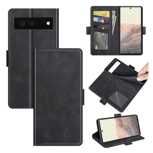 SKALO Google Pixel 6 Premium Wallet Lompakkokotelo - Musta