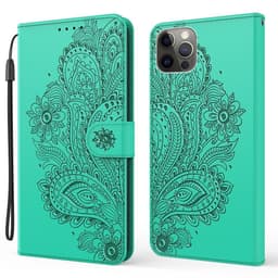 SKALO iPhone 13 Pro Max Mandala lompakkokotelo - Turkoosi