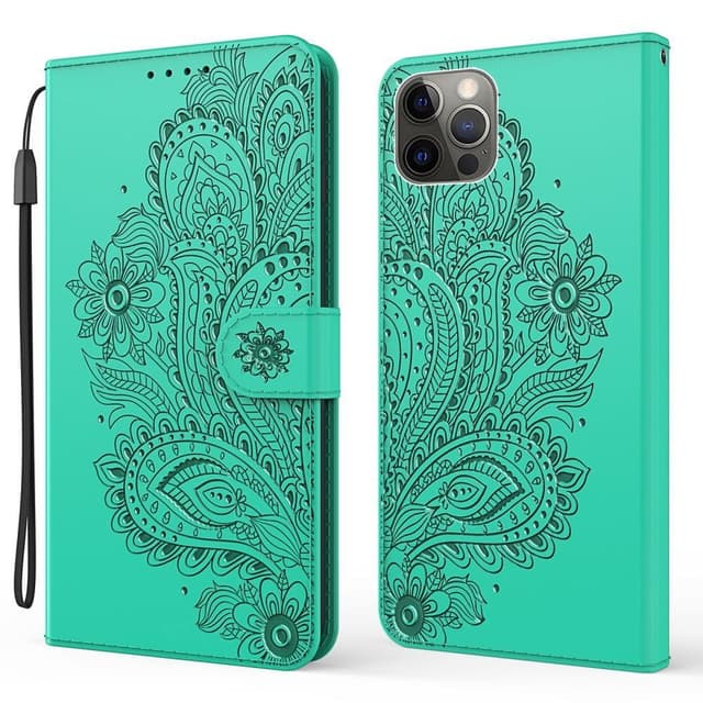 SKALO iPhone 13 Pro Max Mandala lompakkokotelo - Turkoosi