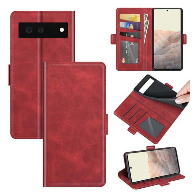 SKALO Google Pixel 6 Premium Wallet Flip Cover - Rød