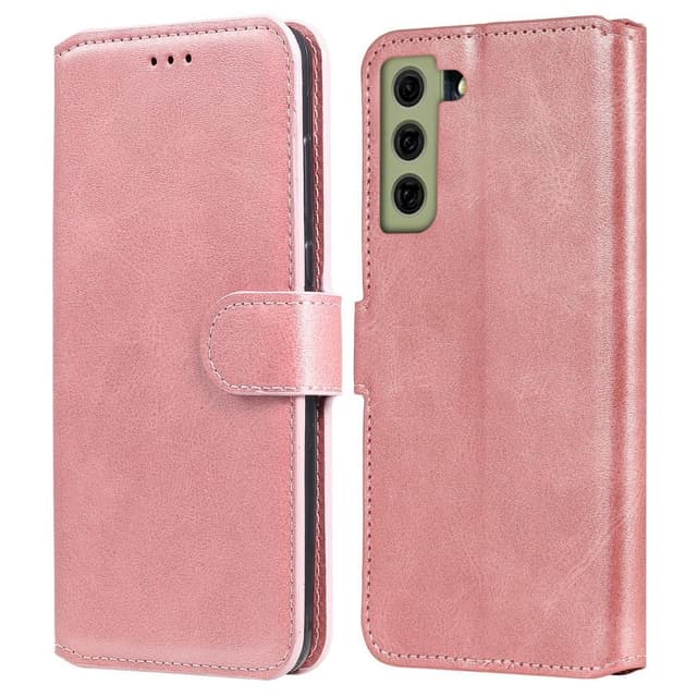 SKALO Samsung S21 FE Classic Lompakkokotelo - Ruusukulta