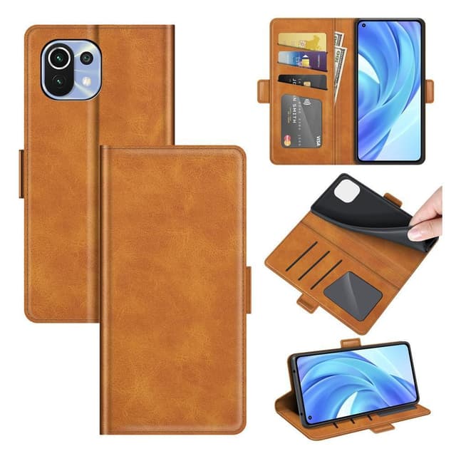 SKALO Xiaomi Mi 11 Lite Premium Wallet Flip Cover - Lys brun