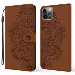 SKALO iPhone 13 Pro Max Mandala Flip Cover - Brun