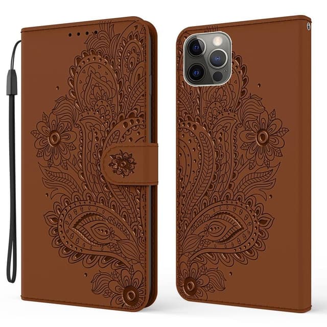 SKALO iPhone 13 Pro Max Mandala Flip Cover - Brun