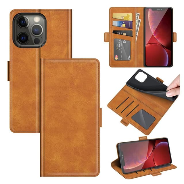 SKALO iPhone 13 Pro Max Premium Wallet Lompakkokotelo - Vaaleanruskea
