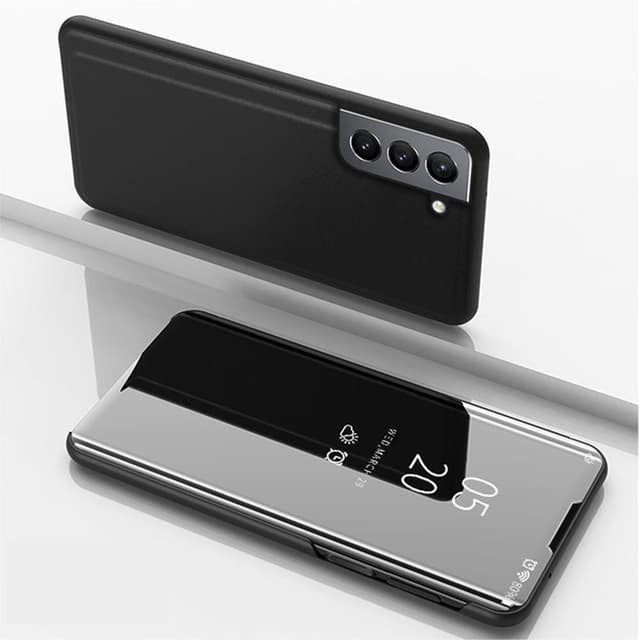 SKALO Samsung S21 FE Clear View Spegel fodral - Svart