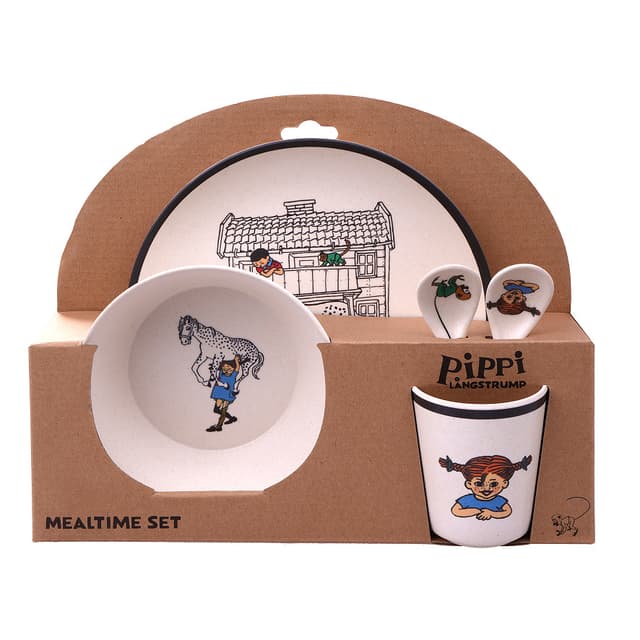 Pippi Långstrump - 100% Melamine 5 pcs package (plate, bowl, tumbler, 2 spoons)