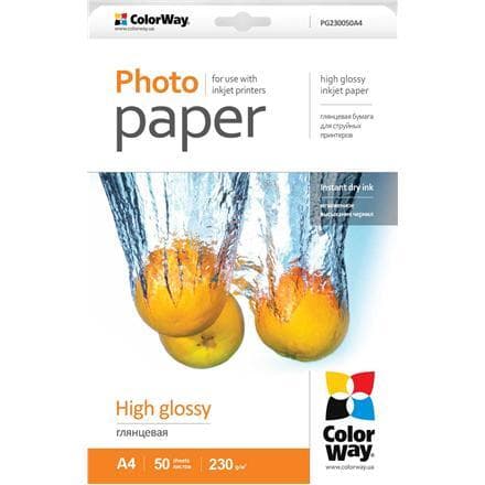 ColorWay højglanset fotopapir, 50 ark, A4, 230 g/m²