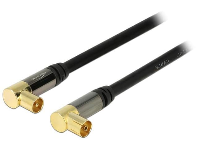 DeLOCK  antennkabel, 75 Ohm, guldpläterade vinklade kontakter, 1m, sva