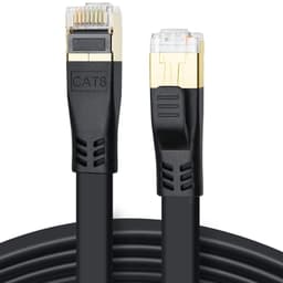 Ethernet Cat 8 fladt netværkskabel 3 meter Sort