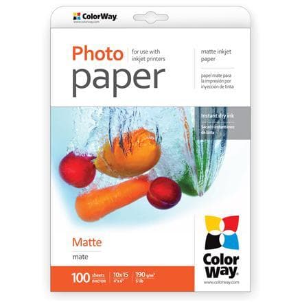 ColorWay Matte Photo Paper, 100 arkkia, 10x15, 190 g/m²
