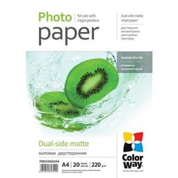 ColorWay matt dubbelsidigt fotopapper, 20 ark, A4, 220 g/m²