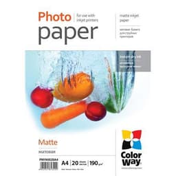 ColorWay Matt fotopapper, 20 ark, A4, 190 g/m²