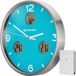vegg MyTime io NXclock 30 cm aluminium blå/sølv